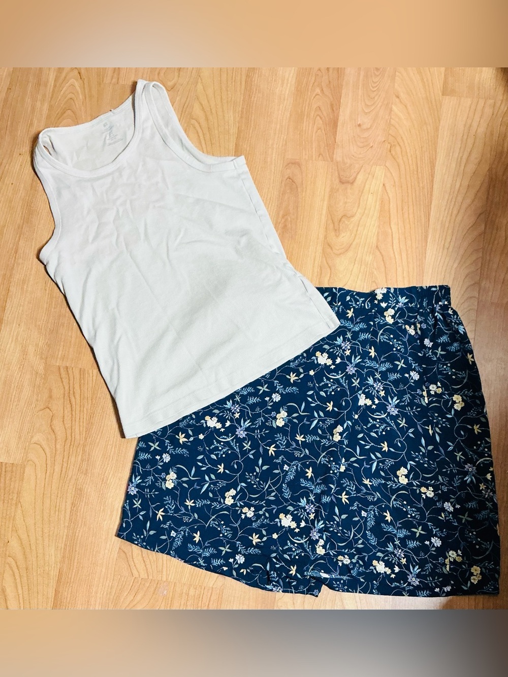 Navy Floral Midi Skirt for Women